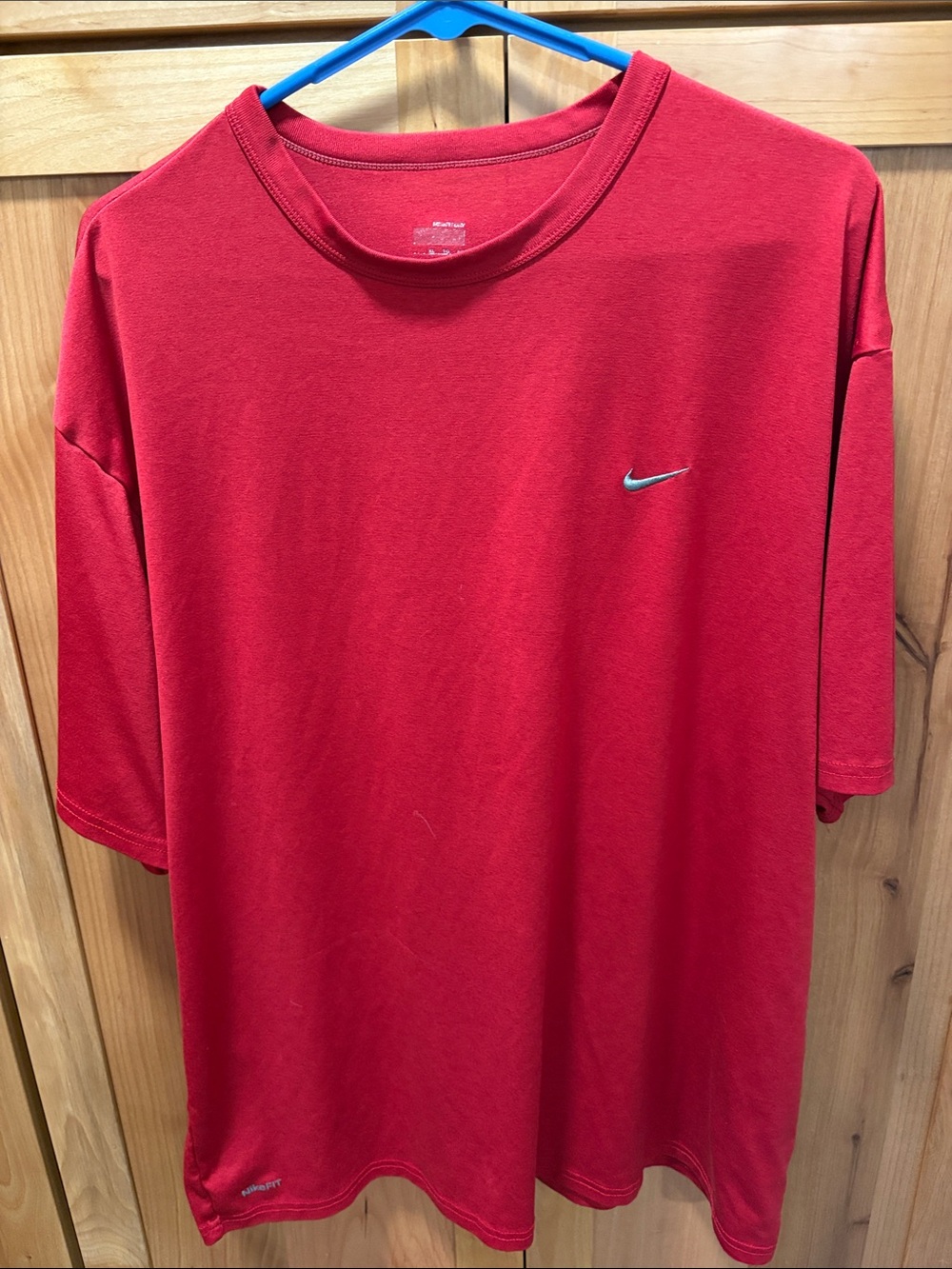 Nike Red Short Sleeve Athletic Tee with Silver Swoosh